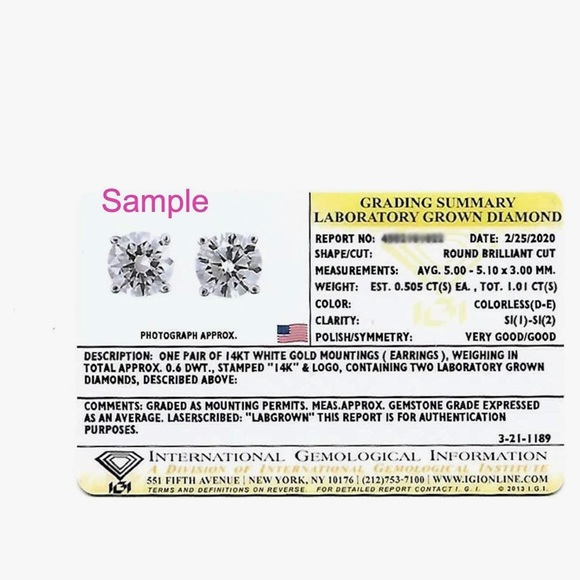 3.0 Carat D-E Color Lab Grown Diamond Stud Earrings in 14k White Gold - Picture 2 of 6